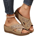 Summer New Women's Slope And Thick-Soled Slippers Large-Size Fish Mouth Leisure Thick-Soled Beach