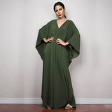 Multicolor V-neck Batwing Sleeve Plus Size Loose Maxi Dress For Women Summer Beach Wear Kaftan Long Bathing Dresses