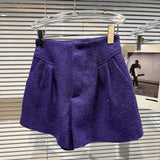 2022 Autumn Long Sleeve Rhinestone Pins Cardigans Tweed Jacket Bright Silk Shorts Two Piece Set Women Outfits