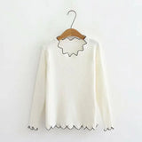 Edge Striped Knitted Sweater Women Loose Elastic Large Size Long Sleeve Bottoming Sweater Pullover Female Spring