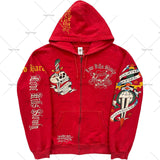 Popular Hip Hop Zipper Hoodies Men Y2K New Harajuku Vintage Sweatshirts Punk Rock Plus Size Loose Anime Hoodie