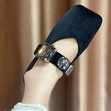 Goods Shallow Head Shoes Fashion Flat-Soled Single Shoes Gold Velvet 2025 Summer New Buckle Lefu Shoes