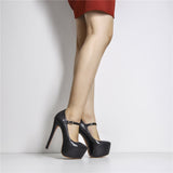 Onlymaker Women Mary Jane Platform Pumps Ankle Strap Stiletto 15~16cm High Heels Dress Buckle Shoes Large Size