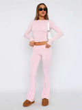 New Casual Wind Low-Rise Horn Pants Fashion Thin Solid Pants Set