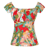 Fashion Slash Neck Cat Animal Printed Retro Vintage Tops Short Sleeve Slim Fit 50s 60s Rockabilly Pin Up Shirts For