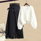 Women Sets Mesh Patchwork Slash Neck Tops + Asymmetric Skirt 2 Piece Suit Female Party Suits Elegant Casual Two Piece