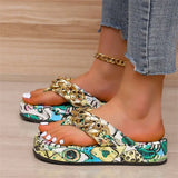 size graffiti sandals outer wear2022new thick bottom beach sandals women's shoes women's herringbone sandals chain