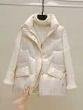 2022 New Warm Women Winter Vests Pockets Stand Collar Short Cotton Padded Jacket Sleeveless Female Winter