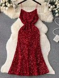 Fashion Sexy Sequin Bodycon Mermaid Dress Women Elegant Wedding Evering Party Robe Lady Slim Clothing