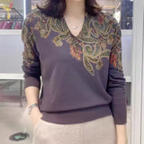 Winter Women's Oversized Fashion Print Bronzing Loose Casual Pullover T-shirt Ladies Soft Comfortable Tee Female