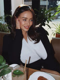 Black Long Sleeve Blazer White Collar Mini Dress-Outfit