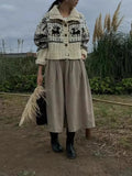 Buttoned Retro Printed Cardigan- Outfit