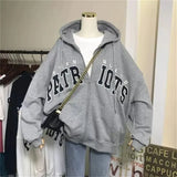 colors sweatshirt college korean style zip up hoodie women ins tops harajuku Y2k clothes kawaii embroidery letter