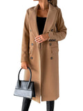 Women's Spring 2025 Coat Hair, Coat Solid Long Sleeve Double Buckle Bag Temperament
