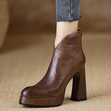 Bare Boots 2025 Autumn And Winter New Waterproof Table Retro High-Heeling Short Boots Fashion Thick And Pointed Boots
