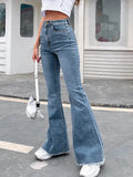 Vintage Washed Stretch High Waist Flared