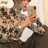Women Floral Tops Daily Retro Blusas Basic Spring Long Sleeve Simple Elegant Mujer Ins Chic New Stylish Vintage