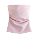 Fashion Folded Women's New Trend Brag Vest Solid Color Bhise Repair Body Small