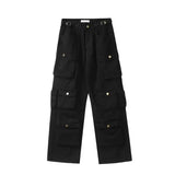 Color Multi-pocket Loose Jeans Women High Street Retro Hip-hop Wide-leg Pants Casual Straight High-waisted Jeans Women