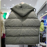 Hooded Splicing Feather Jacket Women 90% White Duck Down Coat Knitting Scarf hooded Short Parker Loose Warm