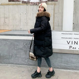 Long Women's Cotton Padded Coat Parkas Down Winter Jacket Thick Warm Fur Hooded Coats Puffer Outerwear Jacket