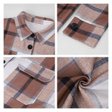 Women Oversize Jacket Winter Fleece Coat Vintage Plaid Top Long Sleeve Outerwear All Match Thick Shirt Fall Warm Ins Jacket