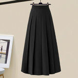 3 Piece Set For Women Outfit Office Ladies Elegant Irregular Knitted Tops+white Blouse+high Waist Pleated Skirt Sets