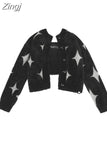 Fashion Graphic Knitted Sweater Woman Harajuku Sweet Oversized Cropped Tops Off Shoulder Casual Loose Jumper