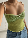 Lace Up Knitted Crop Cami Top- Outfit