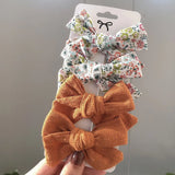 Pcs/set Cotton Linen Plaid Bowknot Hair Clips For Cute Girls Floral Handmade Hairpins Barrettes Headwear Kids Hair