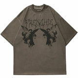 Hop Streetwear Oversize T Shirt Women Angel Dark Print Tshirt Harajuku Cotton Loose T Shirts Summer Short Sleeve Tops