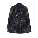 And Winter New Women's Fashion Commuting Leisure Loose Black Strip Blazer