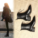 Autumn And Winter Thin Leg Women's Short Boots Boots Wearing Martin Boots With British Wind Thin Boots Coarse Heel Shoes