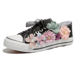 Wedges Canvas shoes Women's casual shoes Women's handmade custom Three-dimensional sequins Flowers White