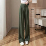 Loose Office Lady Wide Leg Pants Summer Solid Elegant Women Straight Trousers Korean High Waist Pants Chic Suit