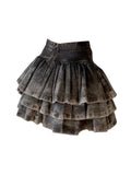 Vintage Short Denim Skirt Women Harajuku Y2k E-girl High Waist Mini Skirt Gothic Punk Loose Cake Skirts New