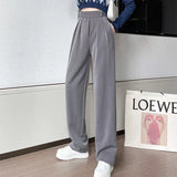 Fashion Black Design Tailored Trousers Women Loose Casual High Waist Pants Korean Street Lady Draped Trousers