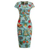 60s Robe De Cocktail Bodycon Dresses For Women Short Sleeve Cotton Slim Fit Office Midi Bandage Evening Party Dress