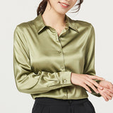Sleeve Satin Blouse Women 2023 Solid Office Button Silk Shirt Woman Casual Loose Fashion Blouses Women Elegant Blusas