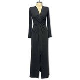Sexy Deep V Collar Fold Design Sense High Open Skirt Dress