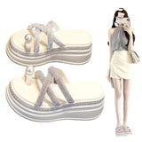Zingj Bottom Slippers Female Summer Wear 2024 New Temperament Net Red Super Fire Increased With Cake