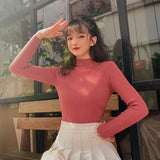 Harajuku Half High Collar Y2k Knitted Sweaters Women Autumn Winter Solid Colors Slim Pullovers Female Casual Korean