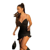 Zingj Sexy V Dew Back Belt Ape To Show Chest Irregular Flounce