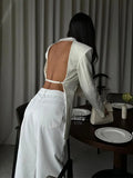 2025 Autumn And Winter New Solid Color Back Hollow Slimming High-End Design Blazer