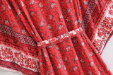 Queens Women Floral Print Bat Sleeve Beach Bohemian Kimono Dress Ladies V Neck Summer Bikini Boho