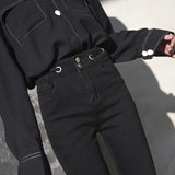 Women High Waist Elastic Skinny Denim Pencil Pants Mom Jeans Camisa Feminina Ladies Slim Casual Cropped pants Female