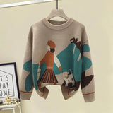Winter 2 Piece Sets Womens Outfits Office Ladies Oversized Knitted Swerter And Wide Leg Pants Suits Knitting Two Piece