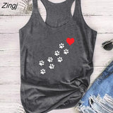 Funny Dog Paw Printed Tank Top Women Oversized Summer Loose Vest for Woman Top Clothes Sleeveless Tank Top Femme