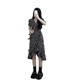 Zingj Break French Black Floral Dress Female Summer 2024 New Small Feeling Chiffon Temperament Dress-Outfit