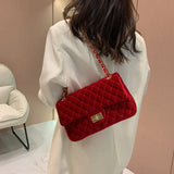 Solid Color Velvet Quilted BagOutfit
